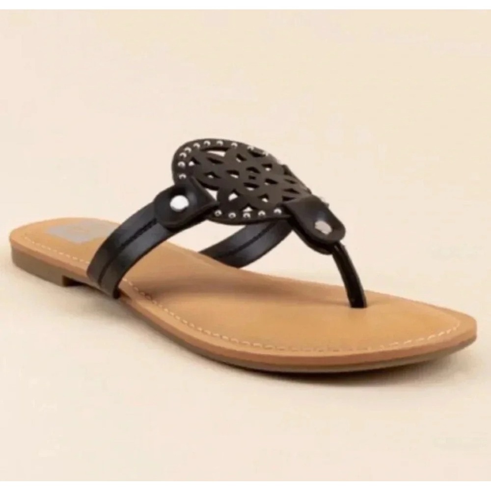 DV by Dolce Vita Gotie Medallion Sandals Black Chic Minimalist‎ Women's 5 NEW